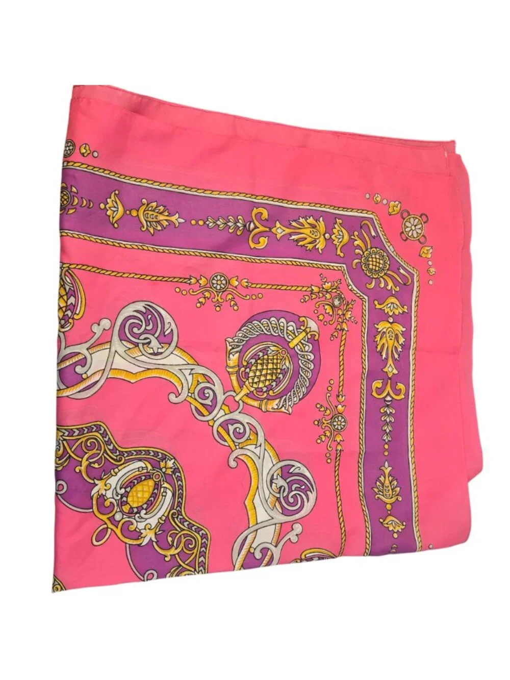Vintage 90s Pink Purple Abstract Crown Scarf Women Accessories Colorful Square